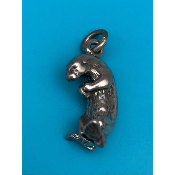 .925 Otter Sterling Silver Jewelry Charm #water - Picture 1 of 4